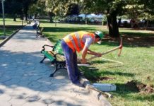 Tiranë, riparime në Parkun Rinia