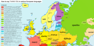 Harta/ Ja si thuhet ‘faleminderit’ në gjuhët europiane