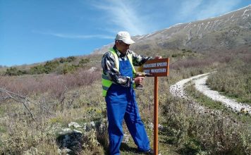 Tabela orientuese drejt “Manastirit të Spilesë” në Gjirokastër